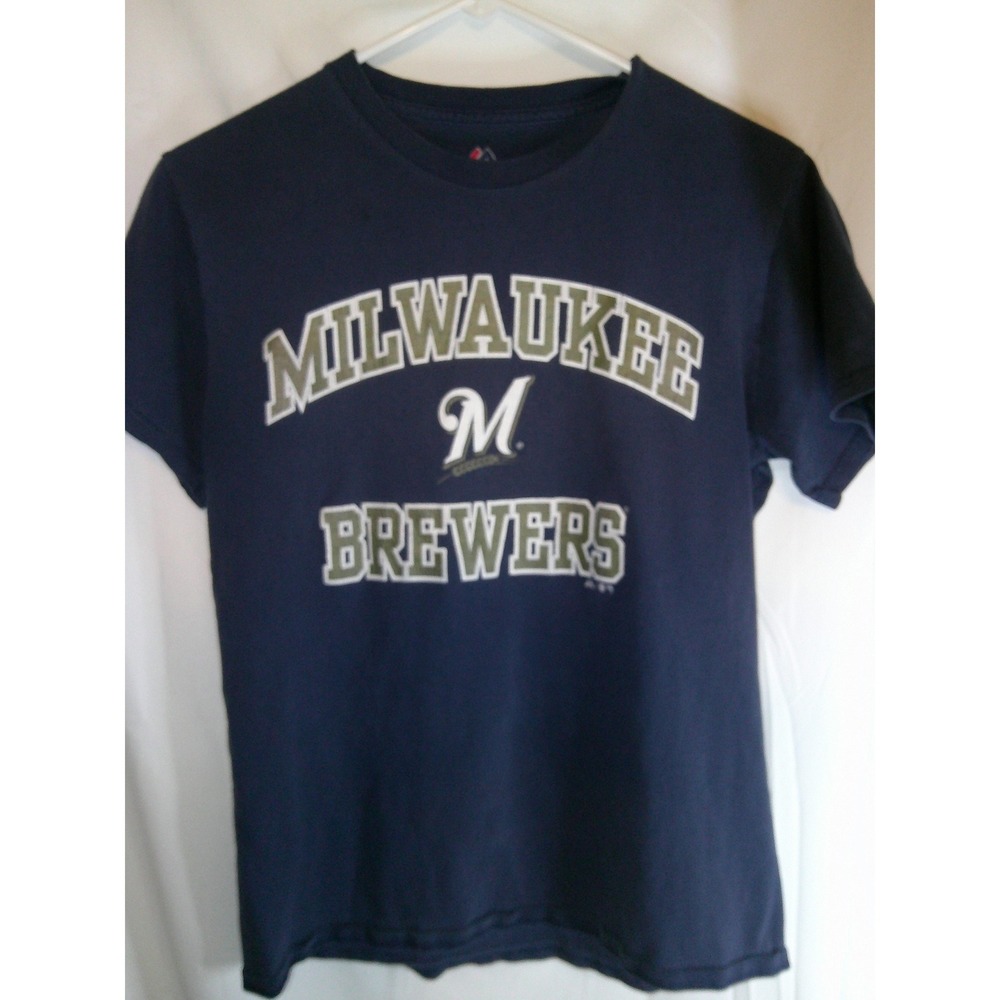Vintage Majestic Milwaukee Brewers T-Shirt MLB Baseball‎ Graphic Tee Mens Small